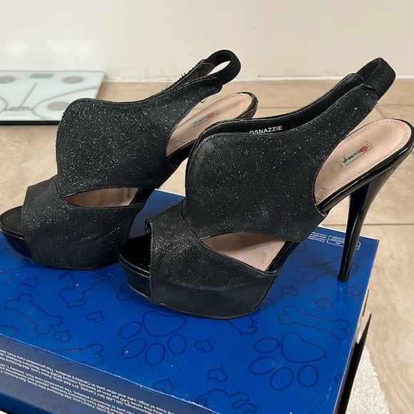 Olsenboye Black sparkling platform heels size 8.5 - Picture 1 of 10